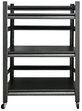 3/5 Livelli di Scaffali per Garage Pesanti,Scaffale Metallici Neri,Unità Scaffali Regolabili in Altezza con Ruote,Adatti per Magazzini Industriali,Capannoni & Cucine(Size:60x40x80cm)