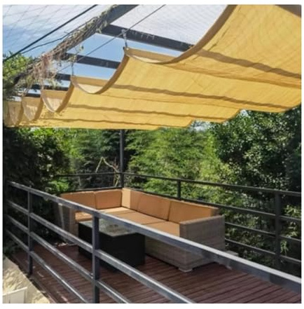 GXXINGIN Custom Retractable Pergola Sunshade Cover, Retractable Shade Sail Pergola Canopy with Slide Rail Kit, Retractable Sun Shade Sail with Slide Rope, Breathable, Light Filtering (W 1.3 x L 3 m/