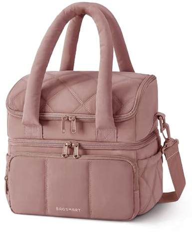 bagsmart Bolsa isotérmica para mujer, bolsa de almuerzo con aislamiento de doble nivel, bolsa de almuerzo acolchada, a prueba de fugas, duradera y reutilizable, pícnic, viajes, preparación de