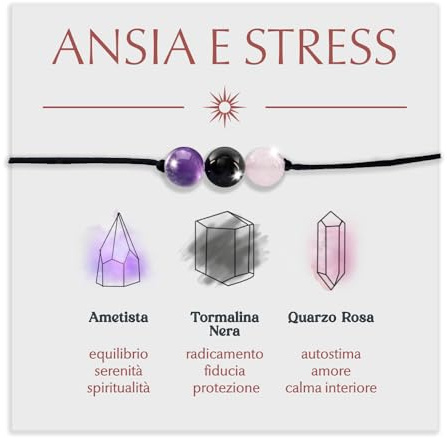 Bracciale Motivazionale con Pietre Naturali e curative per lui uomo per lei donna Corda Regolabile Fatto a Mano Regalo Ispirazione Protezione - DEDICA INCLUSA