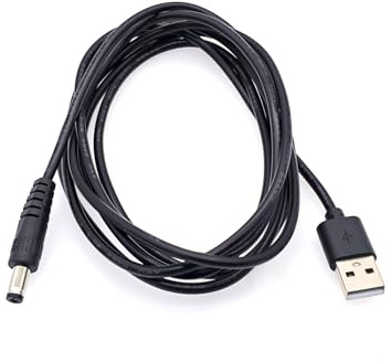 JZK Nero 2m Cavo di alimentazione USB a DC 5V, da USB 2.0 tipo A maschio a connettore jack cilindrico da 5,5 mm x 2,1 mm, cavo di ricarica da USB a DC 5V 2A per router e strisce LED