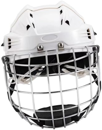 Tdoutop Casco para Hockey Casco Deportivo Accesorio de Confort Casco Ajustable Acolchado con Protección Facial Adecuado para Patinaje Fútbol Amer, Blanco, 52cm a 58cm