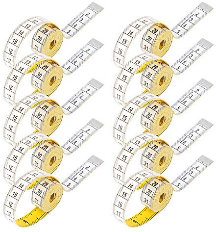 Arythia 10-Pack Måttband för Sömnad, Mjukt Tygmåttband för Kropp och Skrädderi, 150 cm Dubbelsidigt Skräddarmåttband, 1,5 cm Brett Sömnad, Kläder, Exakt