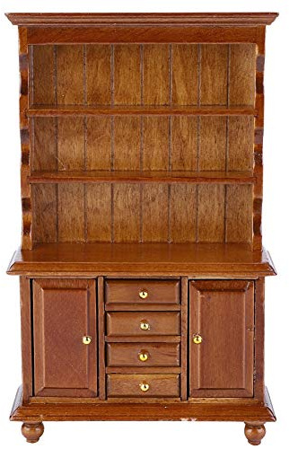 CHEOTIME Estantería en Miniatura a Escala 1:12, Mini estantería clásica de Madera para casa de muñecas, estantería de 3 Pisos para Muebles, estantería para exhibición, Mini Libros
