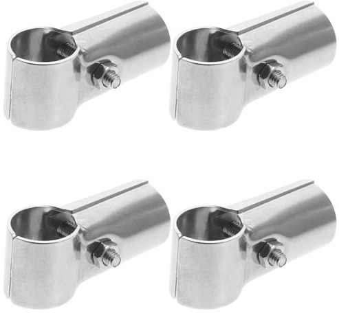 UTHCLO 4pcs Stainless Steel Tube Connector Clips for Chain Link Fence, T-Shaped End Rail Clamps with Wear-Resistant Sturdy Design, Fixing Double 25mm Tubes for Handrails and Fences,
