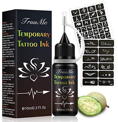 Tattoo Ink, Inchiostro del Tatuaggio, Tatuaggi Temporanei, Jagua Gel, Freehand Ink Tattoo, Temporary Tattoo Ink, Jagua Fruit Gel/Ink con stencil per tatuaggi di design speciale