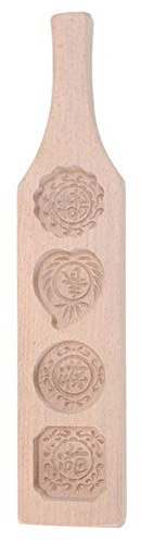 Wooden 4 Holes Pastry Mould w/Handle,Moon Cake Model Mung Bean Cake Baking Molds,Cookies Muffins Mold Maker Pastry Baking Tools,Cake Bakeware Mould,Cake Baking Tray Kitchen Cooking Baking Supplies