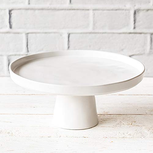 Home of Cake Plato para tartas con pie Puro mediano en blanco mate, diámetro de 27 cm, soporte para tartas, soporte de cerámica para bodas, cumpleaños, fiestas