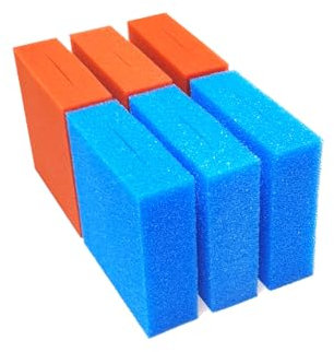 Steppan 6 Stück Filterschwamm 3 x Blau und 3 x Rot geschlitzt passend für Oase Biotec 10 / Maße: 25 x 25 x 8 cm Blau Grob = PPI 10 Rot Fein = PPI 30 1 Set