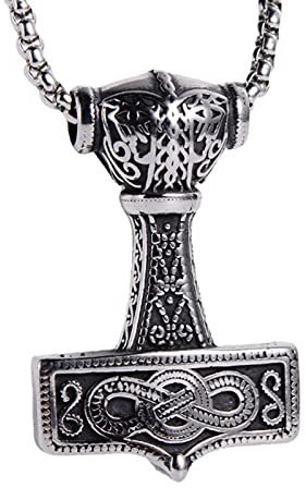 Männer 316L Edelstahl Viking Nordic Thor Hammer Mjolni Anhänger Vintage Odin Celtic Anhänger Halskette Schmuck Geschenk