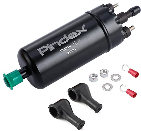 Pindex Elektrische Hochdruck-Kraftstoffpumpe 12V,Inline-Kraftstoffpumpe,Benzinpumpe für Benzin, Diesel,Universelle Ersatz-Kraftstoffförderpumpe 0580464070 (Schwarz)