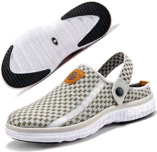Träskor Strand Män Kvinnor Tofflor Sandaler Sommar Andas Trädgårdsskor Hav Dusch Slip-on Sabot Hem Tofflor 36-48, Ljusgrå 2342, 47 EU