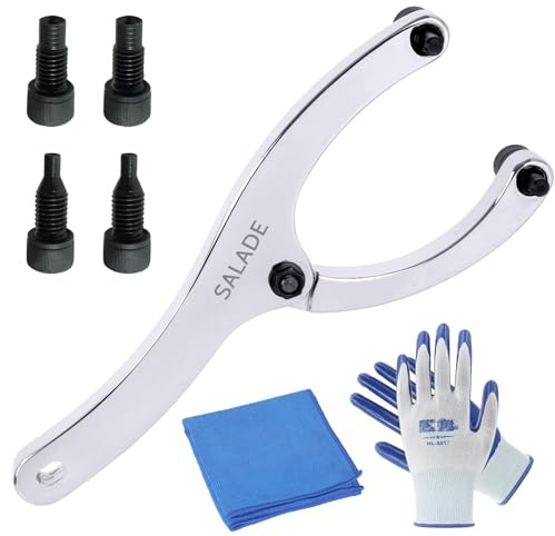 Salade Heavy Spanner Wrench,Adjustable Gland Nut Wrench,for Removing Hydraulic Cylinder,Equipped with 1/4 and 5/16 and 3/8 Pins, Gloves, and Towels