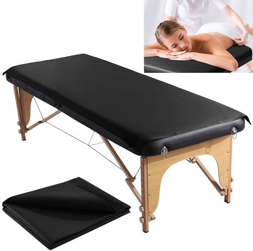 BALAPET Lash Bed Sheets Non-Sticky Sugaring and Waxing Pad Wipeable and Waterproof PU Leather Massage Table Cover Suitable for Grafting Eyelash Beds Massage Tables,SPA,Beauty(Black)