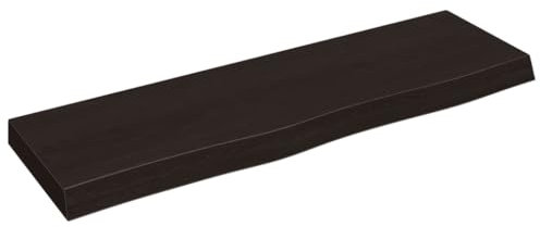 Makastle Waschtischplatte Holzbohlen Ideal für Aufsatzwaschbecken, Tischplatte Holzplatte Baumkanten-Platte für Heimwerker, Arbeitsplatten, Dunkelbraun 100x30x(2-6) cm Massivholz