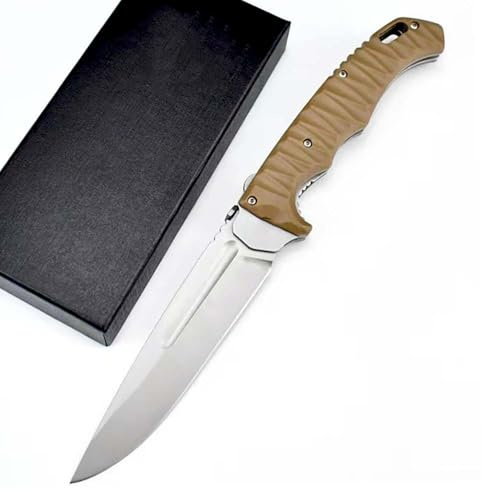 Joa Kleine handliches werkzeug stahl messer scharf rutschfest Survival Tragbare Camping outdoor messer edc Jagdmesser groß taschenmesser lange klappmesser D2 gegen einhandmesser Gelb mit clip