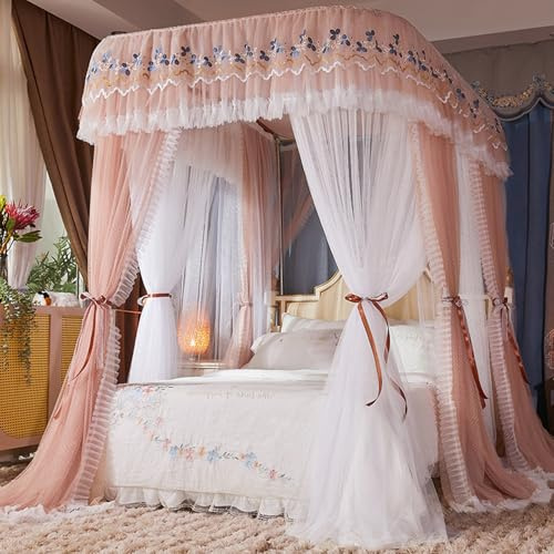 Zanzariere Quadrata Grandi Dimensioni, Zanzariera a Quattro Angoli, Copri Letto con Zanzariera, Facile da Installare, Protezione Repellente Insetti A 180 x 220cm