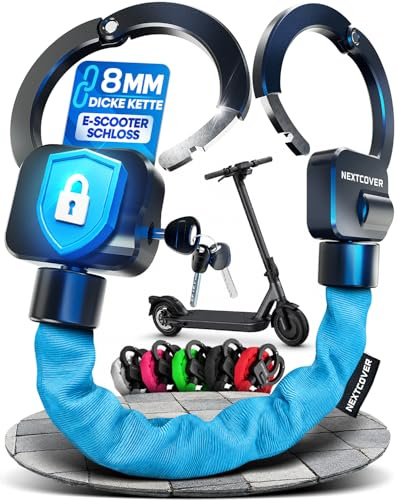 NEXTCOVER® E-Scooter lås [steel-Secure-teknik] | Handbojslås för skoter, eBike | robust lås, kedjelås | E-skotertillbehör, elscooter lås