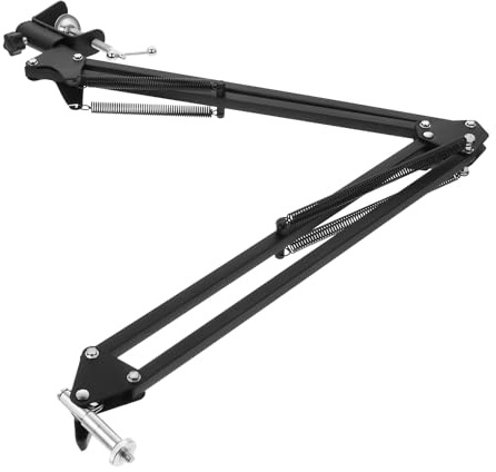 CONGARTENO Soporte para Webcam Brazo Articulado Ajustable Tipo Tijera Abrazadera para Cámara Interfaz de Tornillo 1/4 Color Negro Plegable y Portátil para Estudio Oficina y Streaming