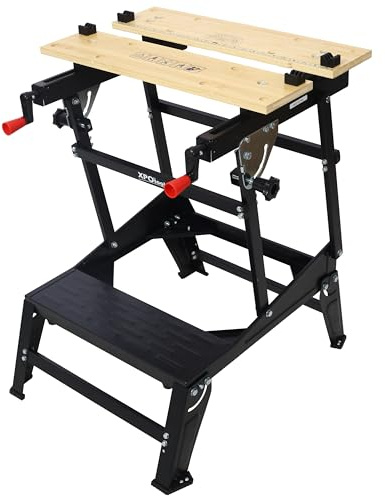 Portable Workbench, Workmate Folding Workbench, Portable Work Table 550 lbs Capacity Multipurpose Vise Workbench for Woodworking, Garage, and DIY