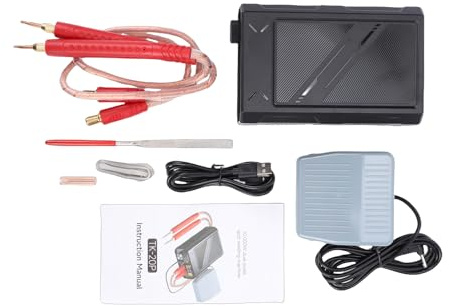 OPPWONG Saldatrice Intelligente A Punti Intelligente A Doppio Impulso da 10000 W, Potenza di Uscita 1200 A Saldatrice con Schermo LCD Portatile, in Rame con Batteria da 5000 MAh e Aghi per (TK-20P)