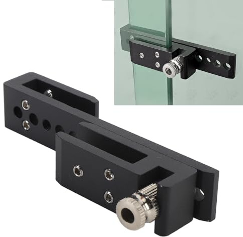 Hapivida Verrou de Porte Coulissante Salle de Bain Sans Cadre, Serrure Verre 12 Trous Acier Inoxydable pour Hotel Maison (Noir 8mm)