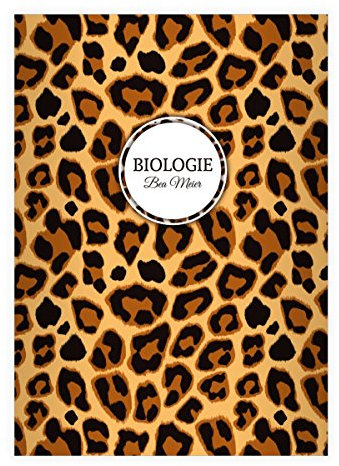Kartenkaufrausch 2 personalisierte, Coole Animal Print DIN A4 Schulhefte, Rechenhefte mit Jaguar Muster, beige Lineatur 7 (Kariertes Heft)