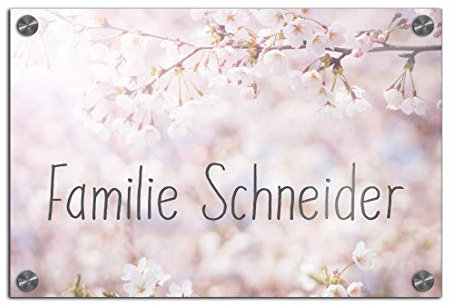 Türschild Namensschild für die Haustür 27x18 cm mit UV Druck und einem einzigartigem Design Eingangsschild Garten Familienschild Klingelschild Klingelplatte Funk-Klingel