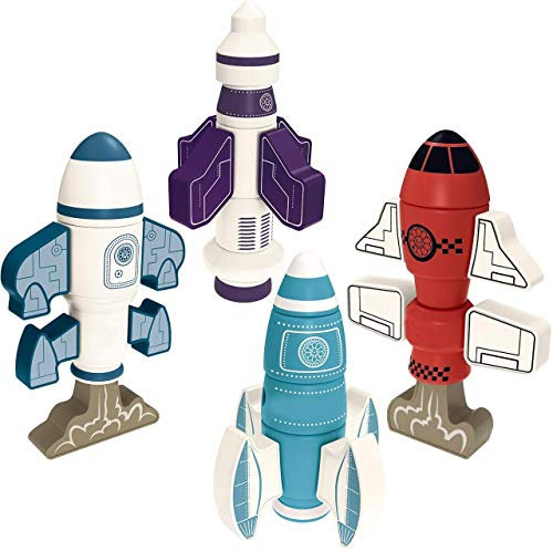 Gifts2U Magnetic Rocket Toy,33PCS Magnet Blocks Rocket Set with Storage Box,Stacking Toy STEM Educational Playset for Boys and Girls 3-8 Years Old Children