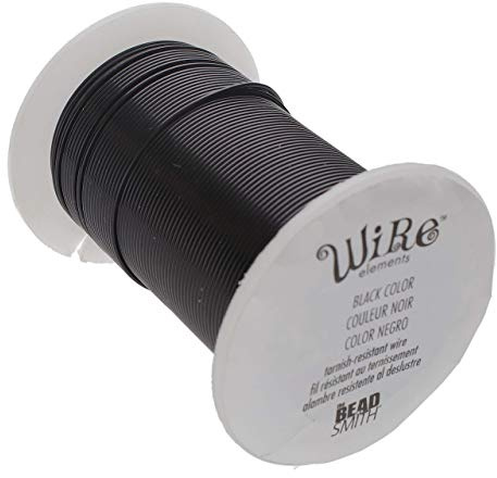 The Beadsmith Wire Elements 28-Gauge Lacquered Tarnish-Resistant Copper Wire for Jewelry Making, 40 Yard, 36.58 Meter Spool (Black Color)
