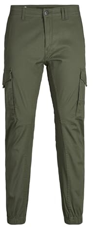 JACK & JONES Pantaloni Cargo da Uomo Plus Size Slim Tapered Fit Pantaloni Cargo, Olive Night, 40W x 34L