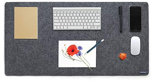 Schreibunterlage Filz Schreibtischunterlage Antirutsch Filzunterlage Schreibtisch Tischunterlage Weich Filzmatte Schreibtischmatte für Büro und Zuhause - 40x80cm Dunkelgrau
