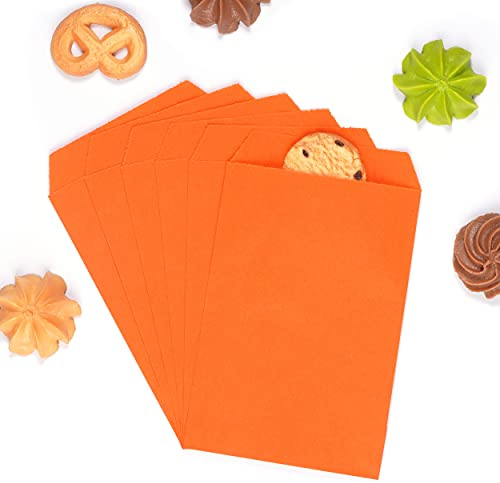 Quotidian Naranja Plano Mediano Bolsas Papel Kraft 4 x 6 (10 x 15,2cm) Paquete de 100 - Galletas Caramelos Jabón Boda Recuerdo de Fiesta
