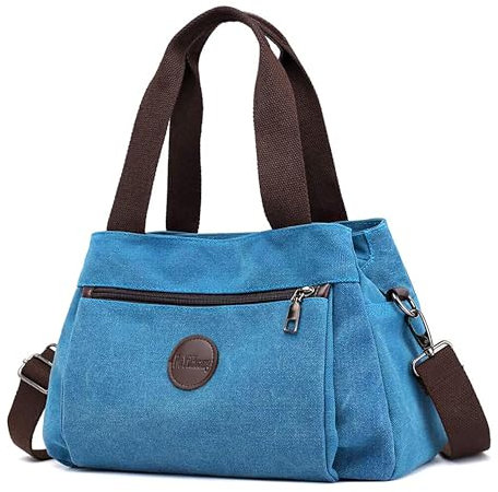 DIRRONA Canvas Tasche Damen – Vintage Handtasche Damen, Große Umhängetasche mit Mehreren Fächern, Verstellbare Schultergurte, Casual Schultertasche für Reise, Arbeit, Alltag & Diebstahlschutz