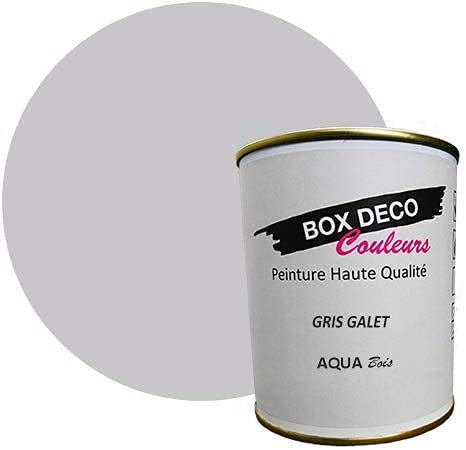 BOX DECO COULEURS Peinture meuble bois intérieur à base d'acrylique aspect velours-satin Aqua Bois - 750 ml / 9m², Gris Galet
