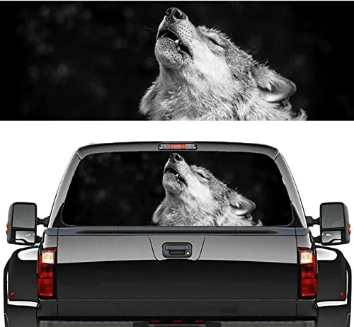 YHMX Arctic Wolf Aufkleber Heckscheibe Aufkleber, Auto Aufkleber Abziehbilder, Heckscheiben Abziehbilder für Auto Truck USV, Universal Kratzer versteckte Auto Aufkleber,65x22 inch