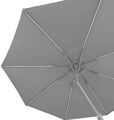 blumfeldt Calais Sonnenschirm, 300 cm x 265 cm höhenverstellbarer und faltbarer Gartenschirm mit Solar-LED-Beleuchtung und UV-Schutz Wasserdichter Sonnenschutz für Balkon, Terrasse und Gartenschirm