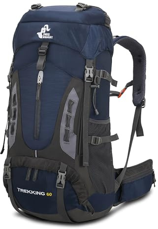 Bseash Mochila de senderismo ligera impermeable de 60L con cubierta de lluvia, mochila deportiva al aire libre para escalada acampar y turismo