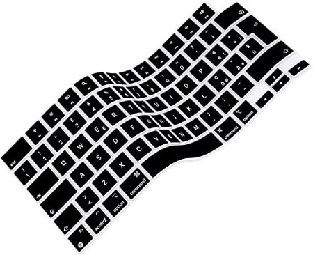 Arisase Cover in silicone ultra sottile per tastiera italiana per MacBook Air da 13,6 pollici con chip M2 rilasciato 2022 morbido accessori protettivi EU/UK Layout (Italiano-Nero)
