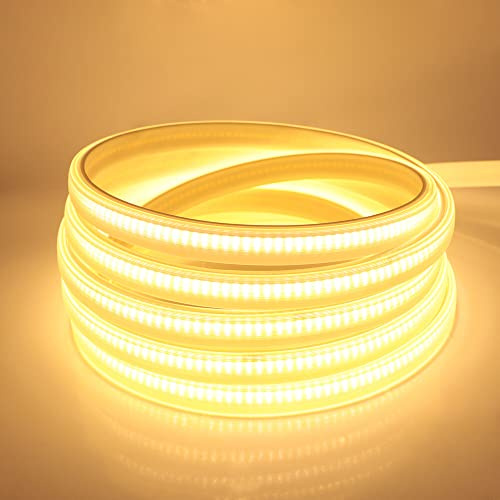 Wisada Dimmbar COB LED Streifen 20m, 220V 288 LEDs/m FCOB Warmweiss 3000K LED Band CRI>85,Hohe Dichte Flexibler Wasserdichte Superhell COB LED Lichtband mit Dimmer für Schlafzimmer, Schrankbeleuchtung
