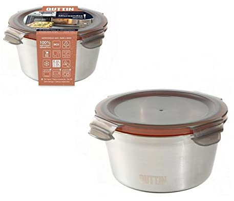 Quttin Fiambrera Hermética Redonda Plateado Acero Inoxidable (0,6 L)