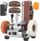 NuoDunco Sailboat Type Electric Belt Sanding Machine, Mini Belt Grinder 7 Adjustable Speed with 10pc 330mm*30mm Sanding Beltsand 2pc Grinding Wheel Polishing Wheel(UK 3 pin Plug Upgrade)