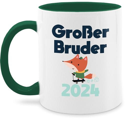 Tasse Tassen 325ml - Großer Bruder 2025 Fuchs - 325 ml - Dunkelgrün - tasse+großer+bruder big brother bro kaffeetasse geschenk fuer den grossen große brüder für kindertasse bruder großen