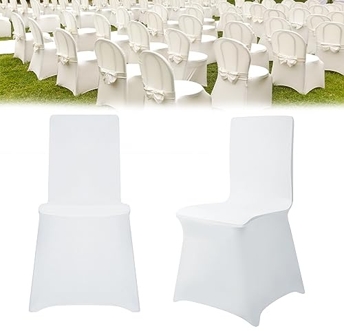 CEEDIR 100 Stück Universell Stuhlhussen Weiß Stuhl Husse Stretch Waschbar Stuhlbezüge Moderne Hussen für Party Hochzeiten Festen Dekoration