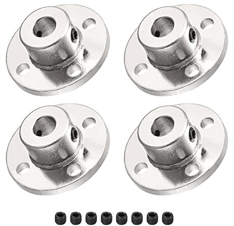 DMiotech 4 Paquet 7mm Intérieur Diamètre H13D16 Bride Accouplement Connecteur Rigide Guide Arbre Support Coupleur Arbre Accouplement avec Vis pour Bricolage RC Modèle Moteurs Argent