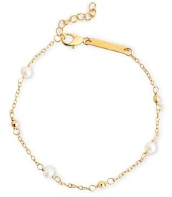 SINGULARU - Pulsera Bahia Pearls. Plata de Ley 925 con Acabado Baño de Oro de 18 Kty Perlas Cultivadas. Joyas para Mujer