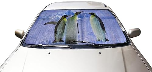 RLinEa Frontscheibenabdeckung, Scheibenabdeckung Auto Winter, Faltbar Windschutzscheibenabdeckung Magnete Faltbar Mit Magnet Fixierung Für Verschiedener Größe Auto-Penguin