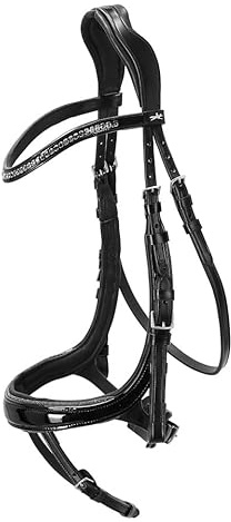 Schockemöhle EQUITUS BETA Glam mit Lack anatomische Spezialtrense Black patent/Silver