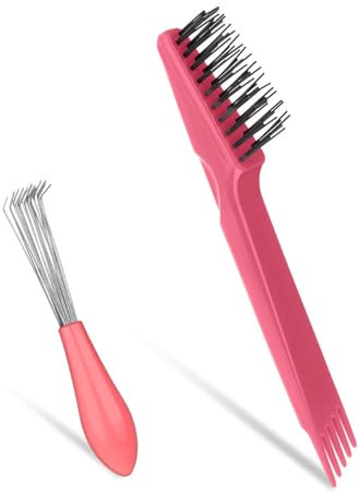 2 cepillos para el cabello, herramienta de limpieza de peine, cepillo limpiador de pelo, rastrillo, mini removedor de cepillo para eliminar el polvo del cabello, uso doméstico y de salón, color rosa