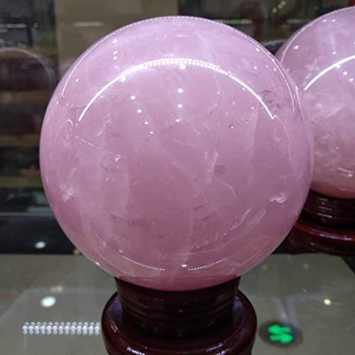 BIANMTSW Cristal Natural Bola Esfera Grande de 100mm Rosa Cuarzo Rosa Piedra Natural Cristal Cuarzo con Base Inicio Colecciones
